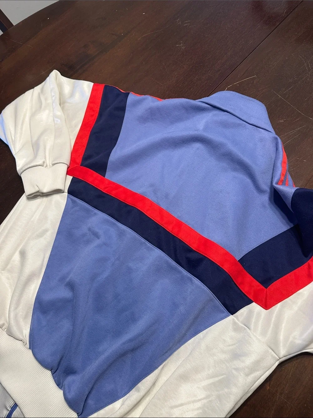 Vintage adidas Men's Colorblock Track Jacket - Light Blue/Navy/Red/White